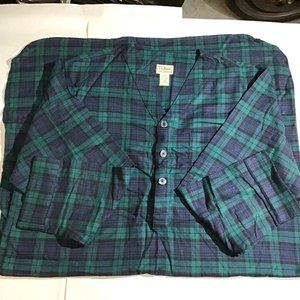 LL. Bean Green Plaid Long Pajama Top size XL-reg